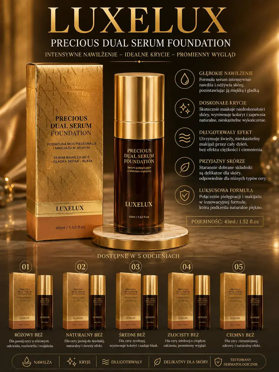 Luxelux Precious Dual Serum Foundation 45ml naturalny beż