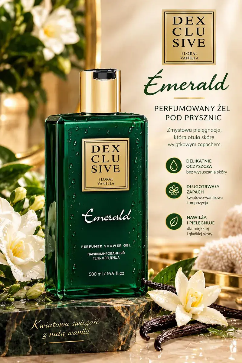 Perfumowany żel pod prysznic Emerald Floral Vanilla 500 ml zielony