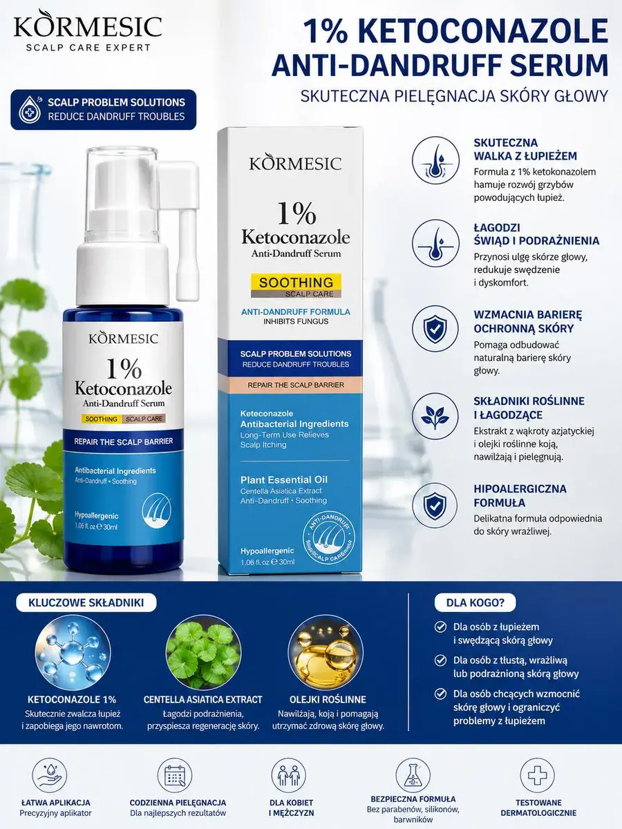 Kòrmesic Serum Przeciwłupieżowe 1% Ketokonazol 30ml