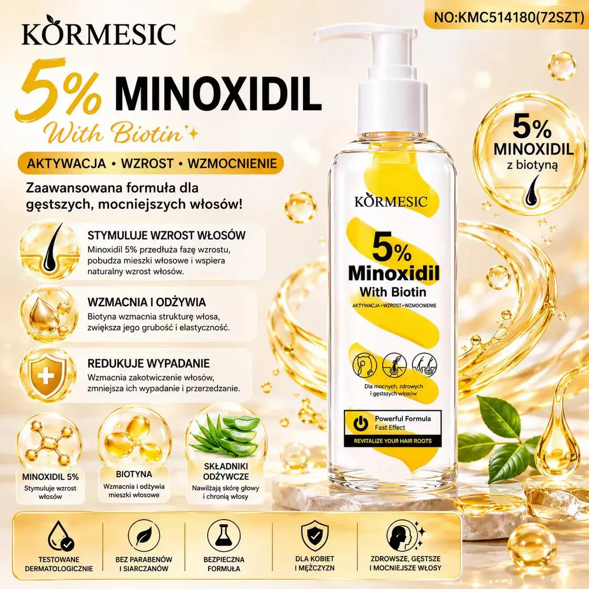 Körmesic Minoxidil 5% z Biotyną serum do włosów