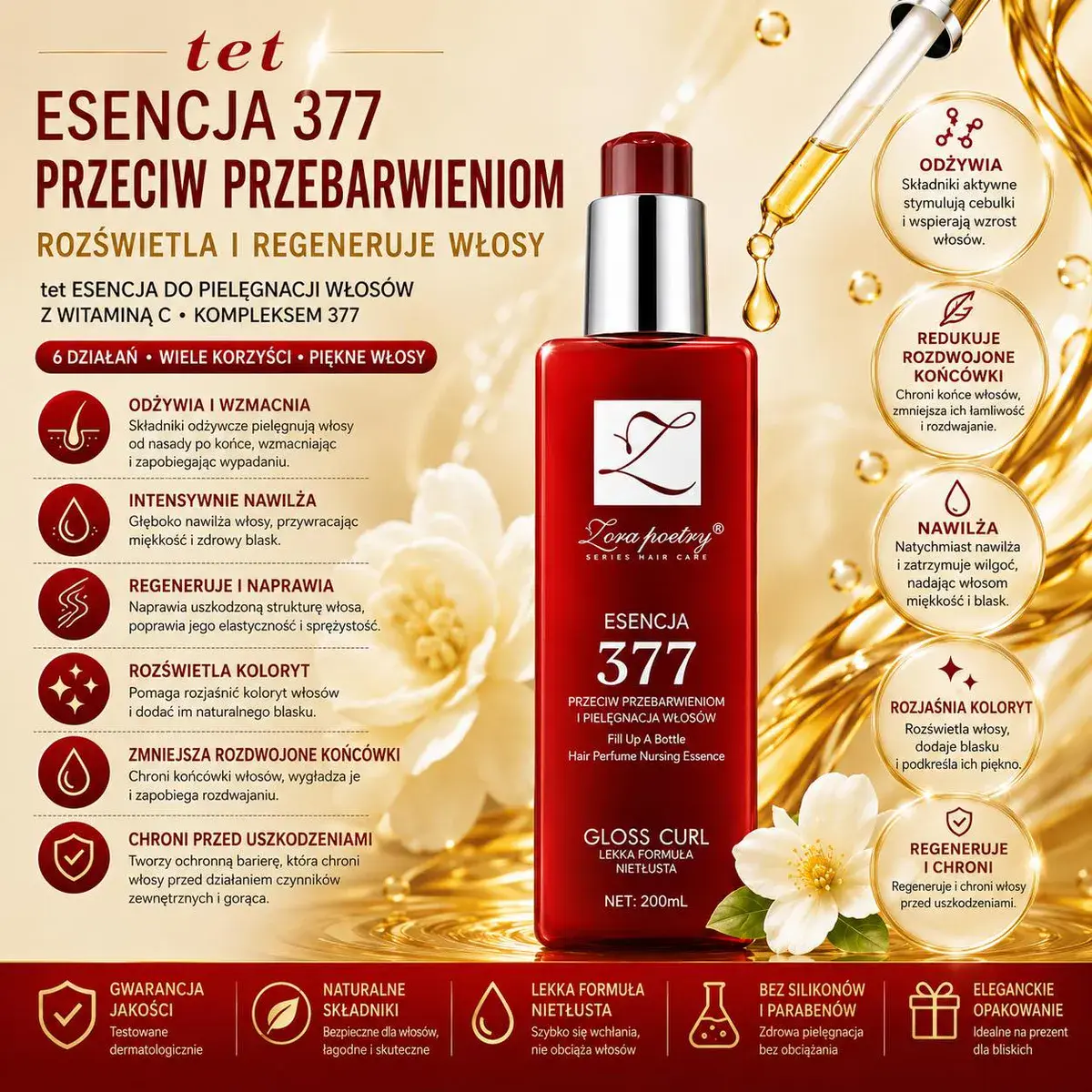 Esencja 377 do włosów 200 ml przeciw przebarwieniom i regenerująca