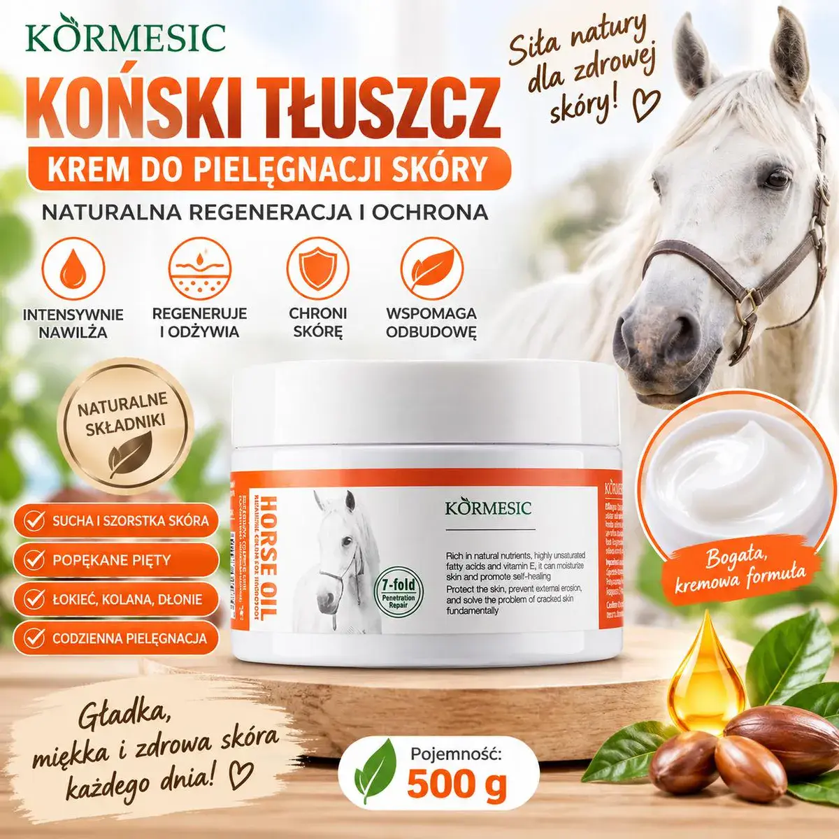 KORMESIC Koński Tłuszcz krem do pielęgnacji skóry 500 g