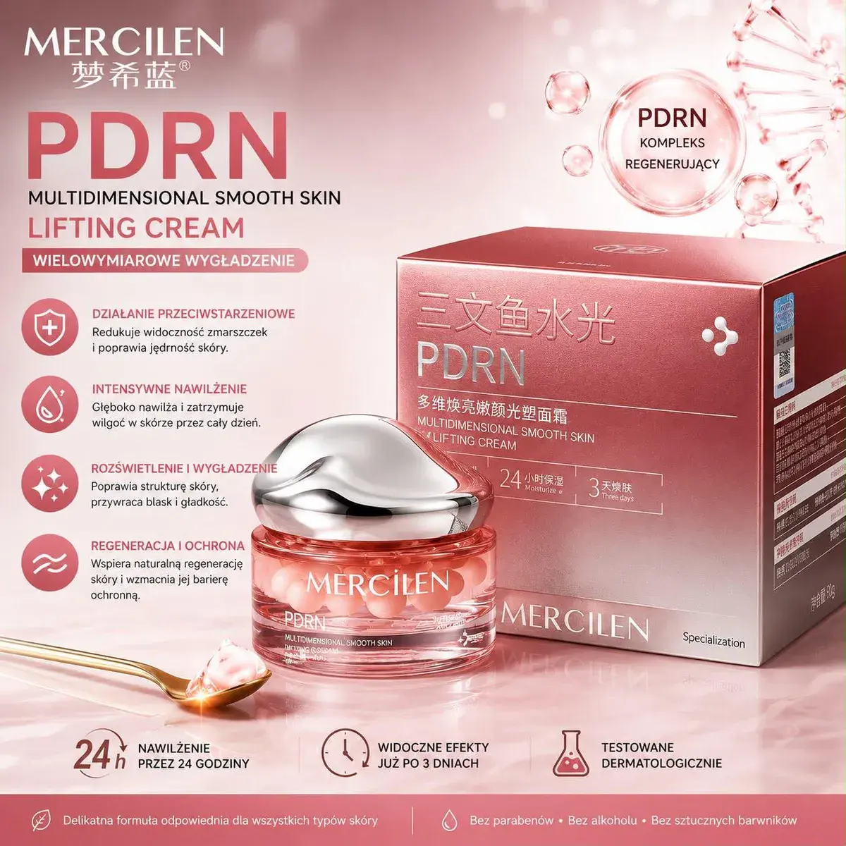 Mercilen PDRN krem liftingujący do twarzy 30 g różowy