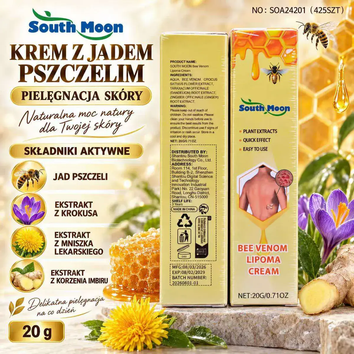 Krem z jadem pszczelim South Moon 20g naturalna pielęgnacja skóry