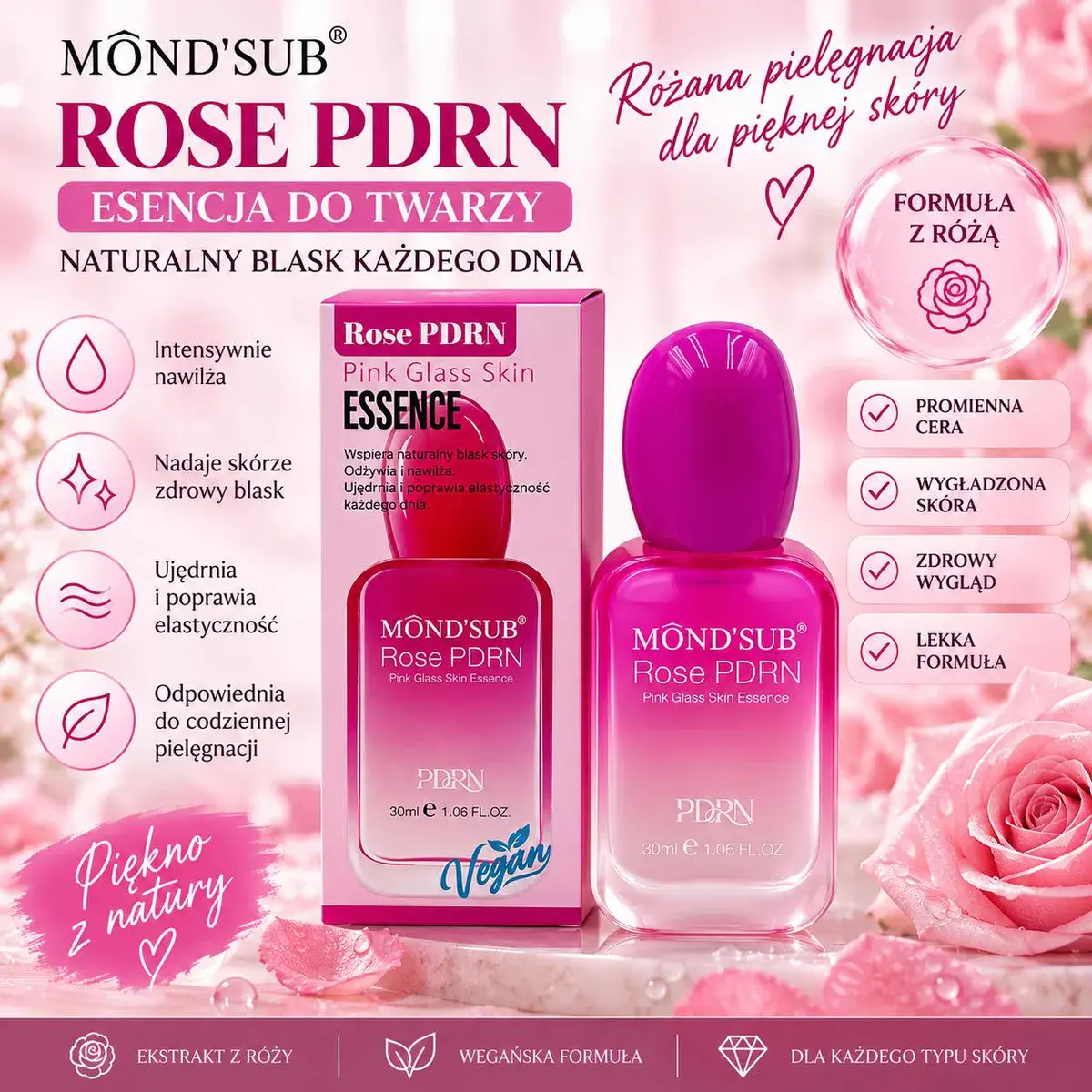 Essence do twarzy Rose PDRN z ekstraktem z róży 30ml