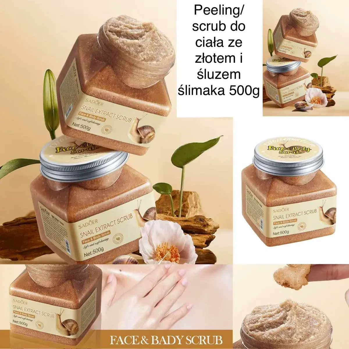 Peeling do ciała i twarzy ze śluzem ślimaka 500g