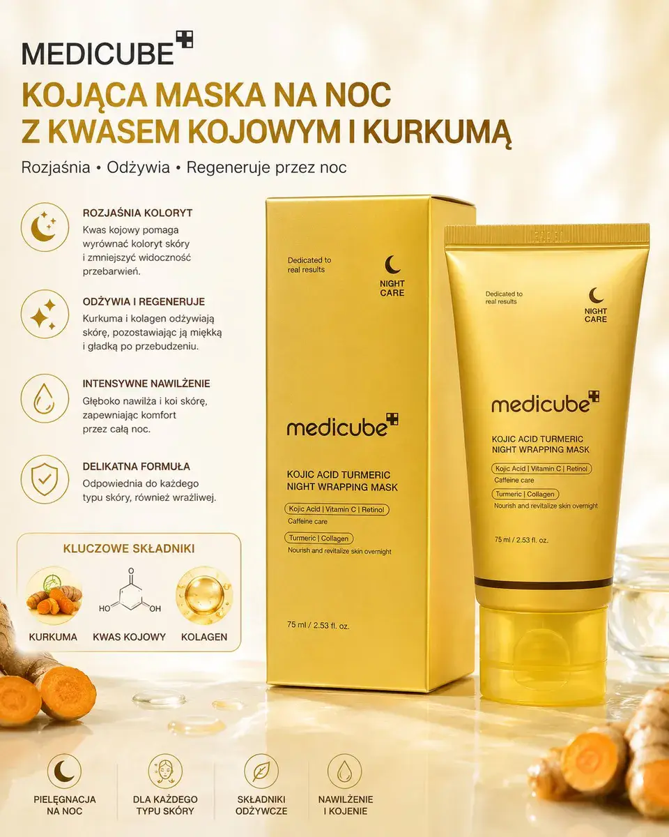 Medicube Kojic Acid Turmeric Rozświetlająca Maska na Noc 75 ml