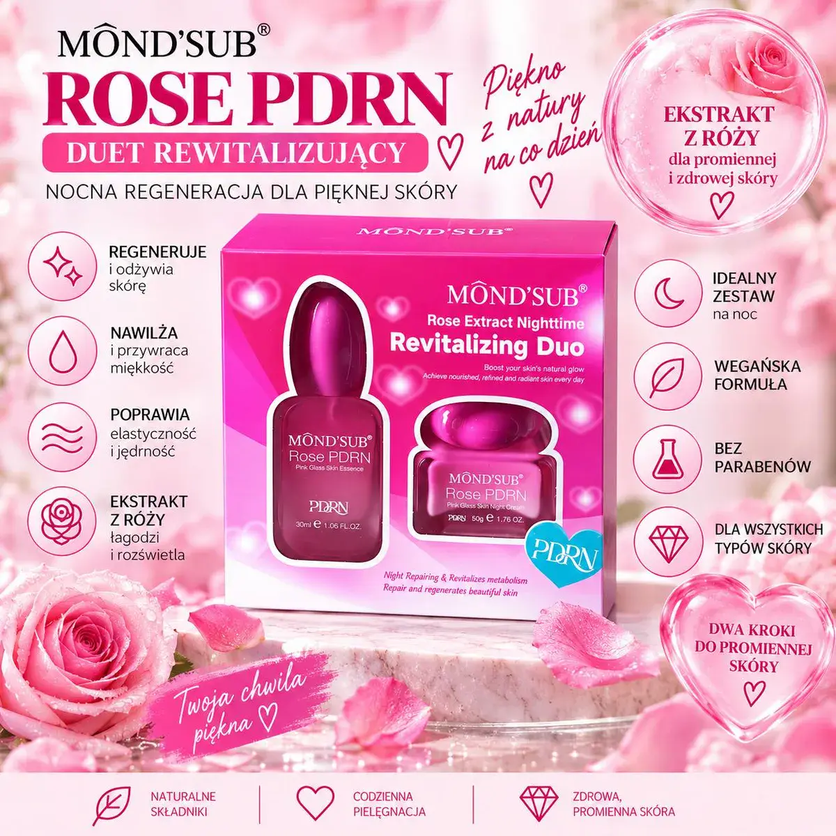 Mond'Sub Rose PDRN zestaw rewitalizujący esencja 30ml + krem 50g