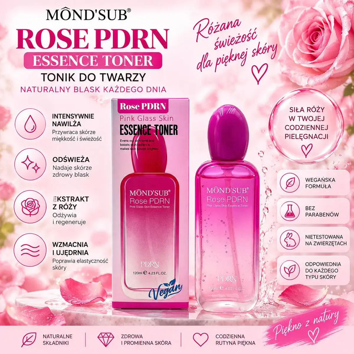 Tonik do twarzy Rose PDRN z ekstraktem z róży 120 ml