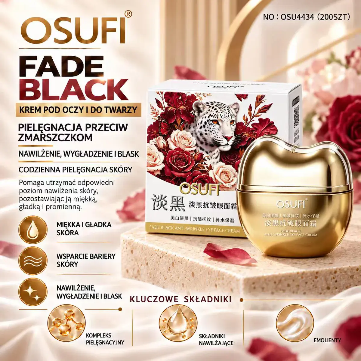 OSUFI Fade Black krem pod oczy i do twarzy w złotym słoiczku