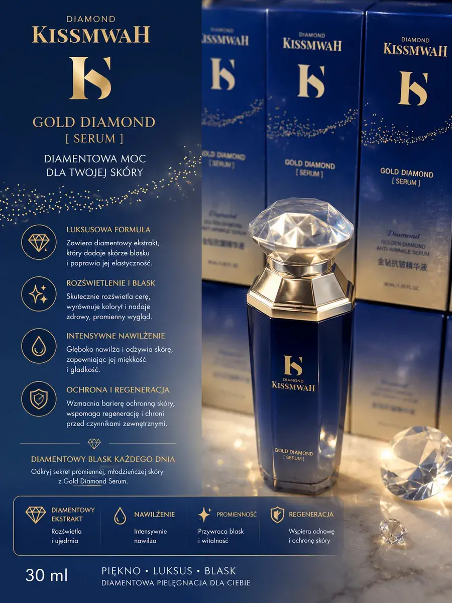Kissmwah Gold Diamond Serum 30 ml luksusowe serum do twarzy