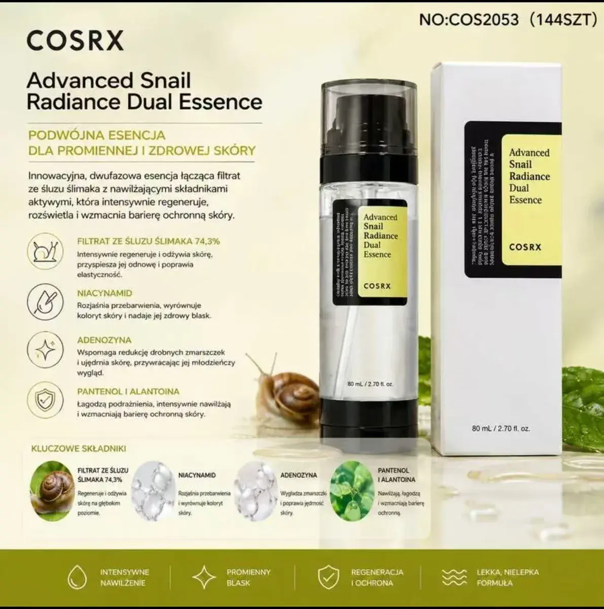 COSRX Advanced Snail Radiance Dual Essence 80 ml podwójna esencja