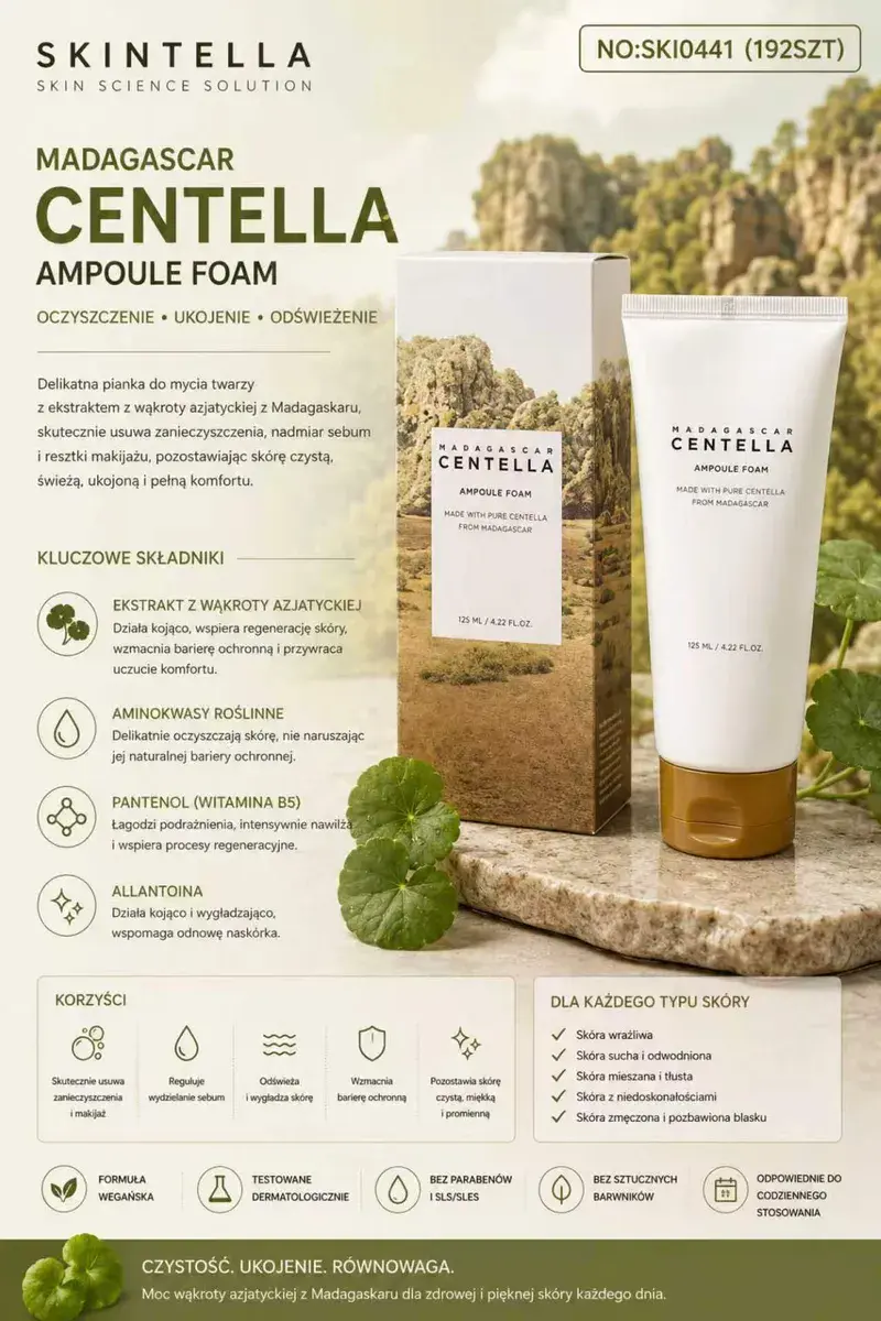Skintella Madagascar Centella Ampoule Foam pianka do mycia twarzy 125 ml