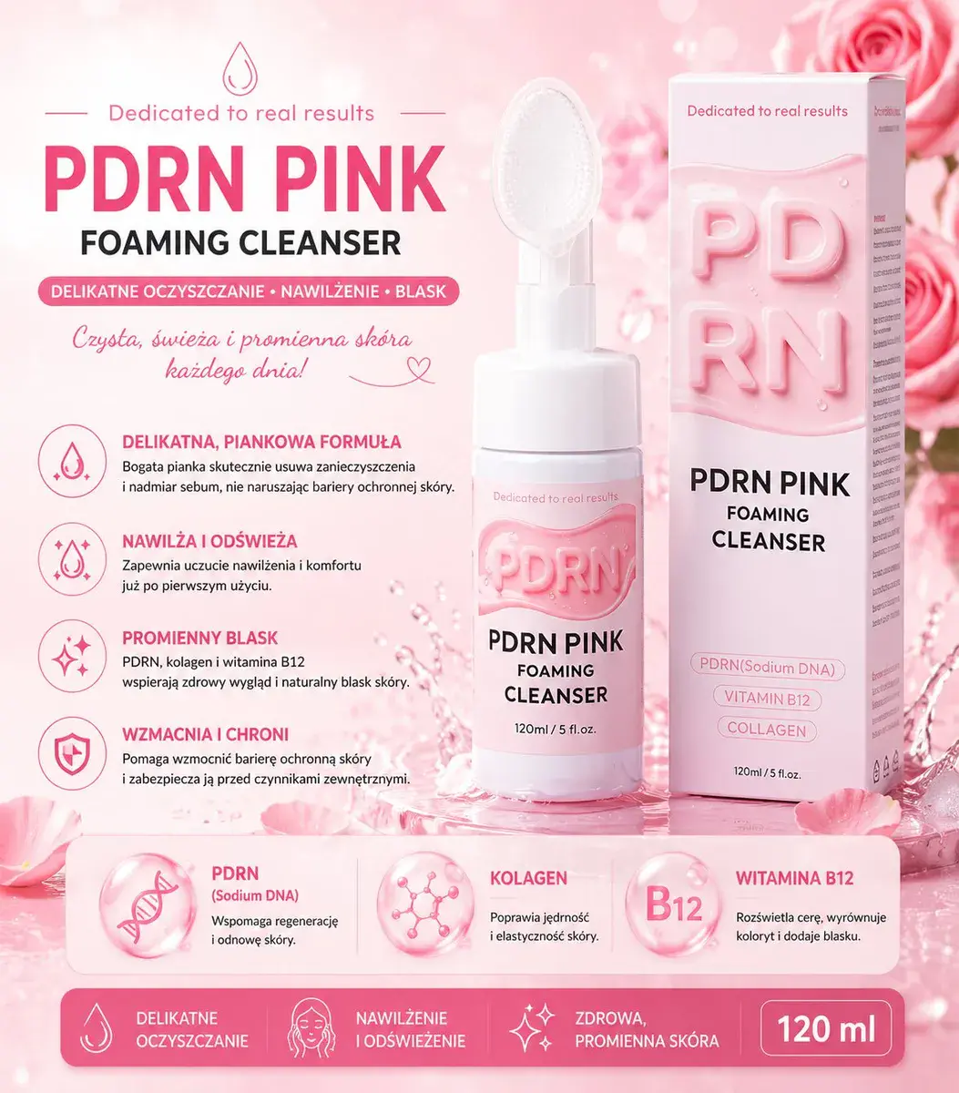 PDRN PINK Foaming Cleanser delikatna pianka oczyszczająca 120 ml
