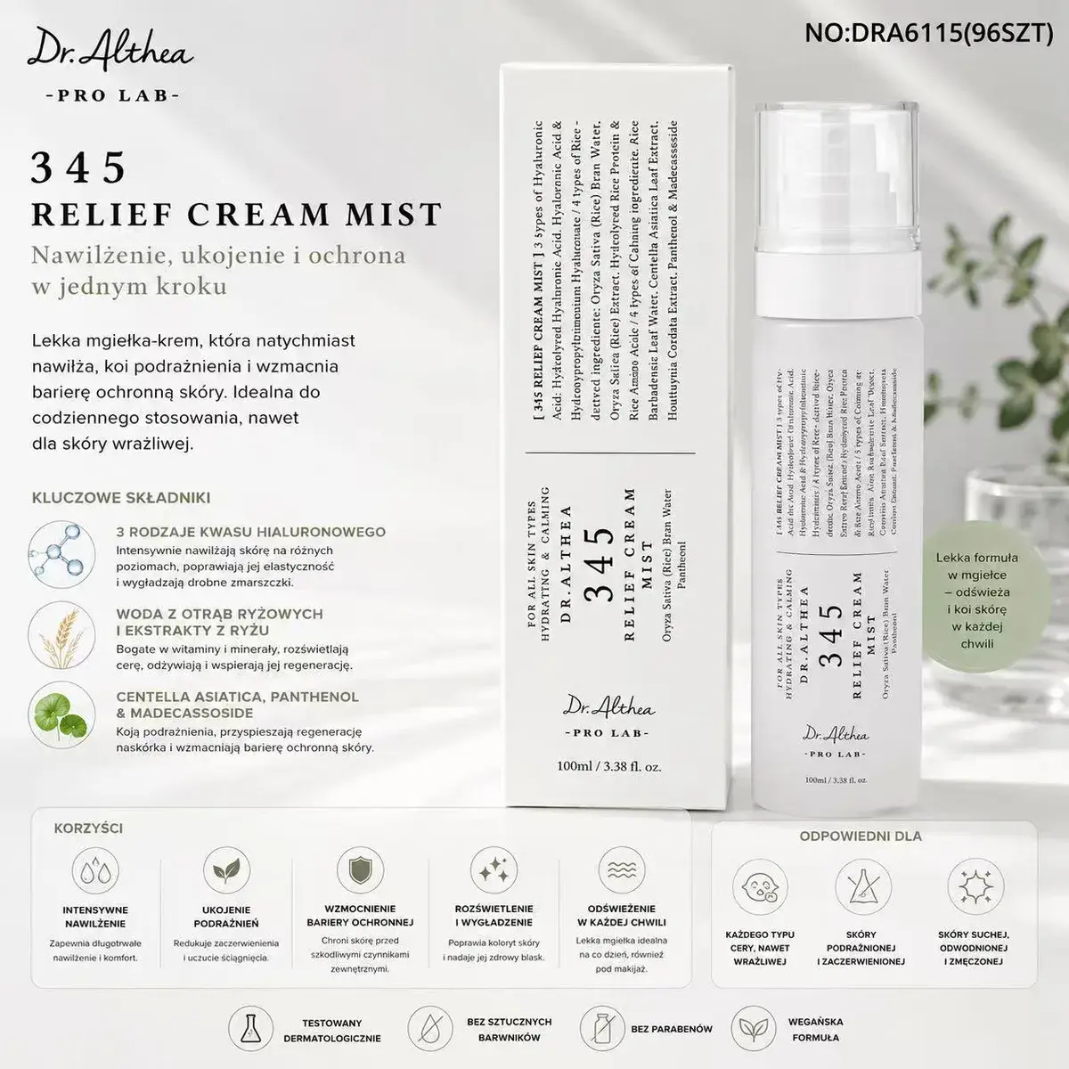 Dr. Althea 345 Relief Cream Mist 100ml lekka mgiełka nawilżająca