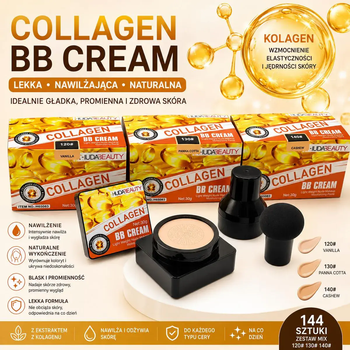 HUDA BEAUTY Collagen BB Cream krem BB z kolagenem naturalne krycie