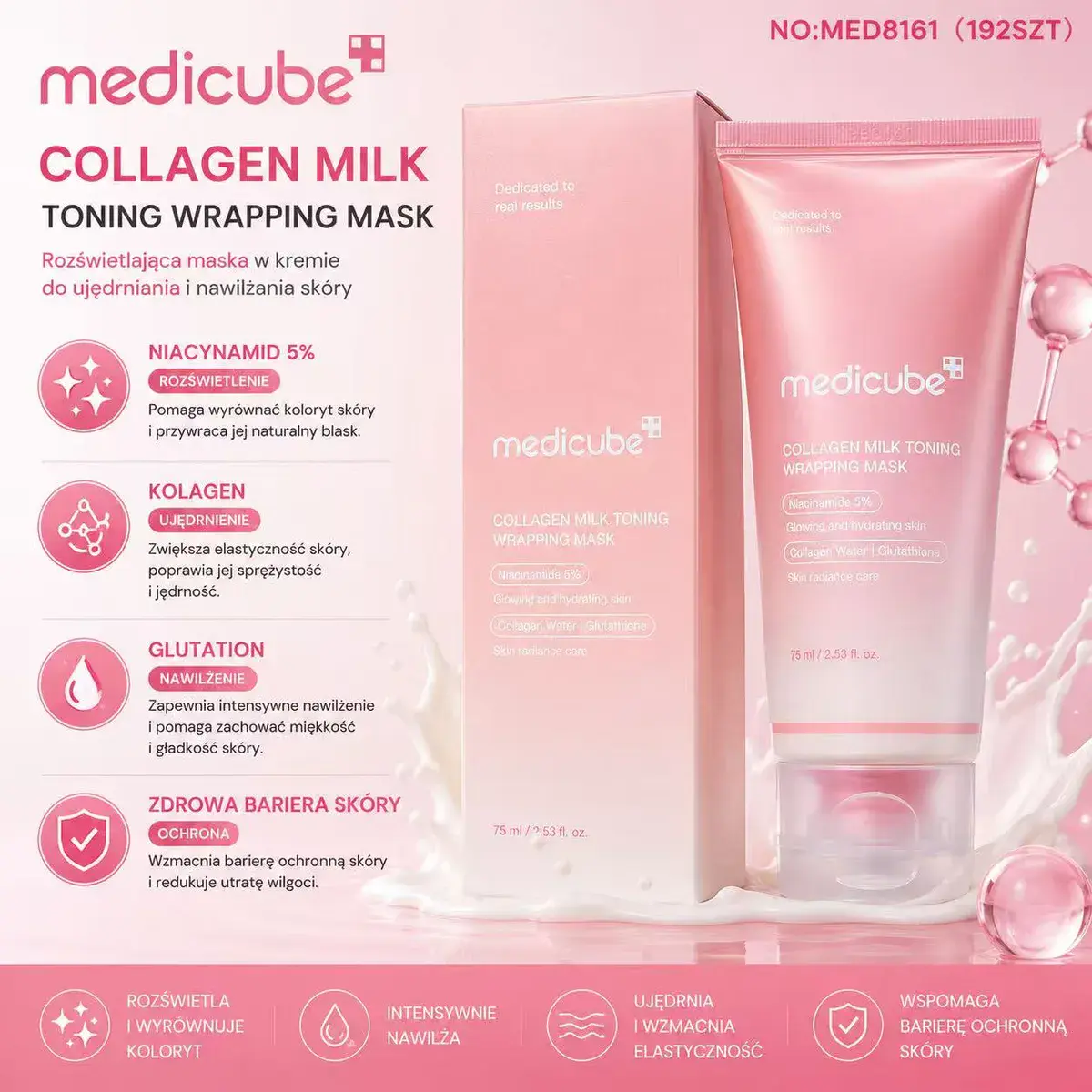 Medicube Collagen Milk Rozświetlająca Maska Krem 75 ml