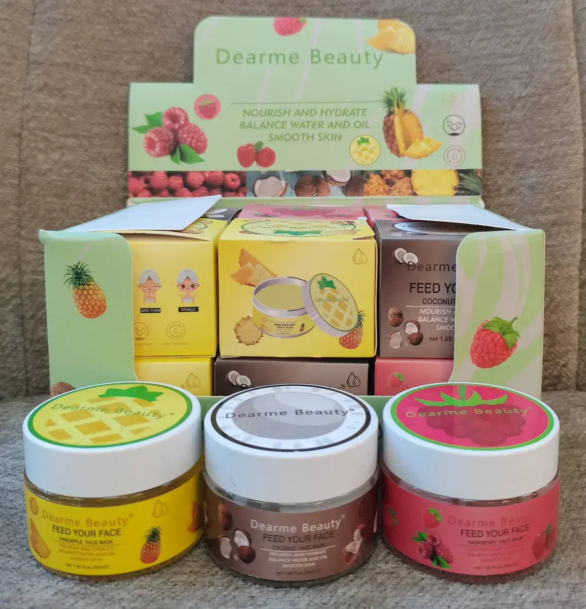 Dearme Beauty maseczki do twarzy zestaw 3 szt. ananas, kokos, malina