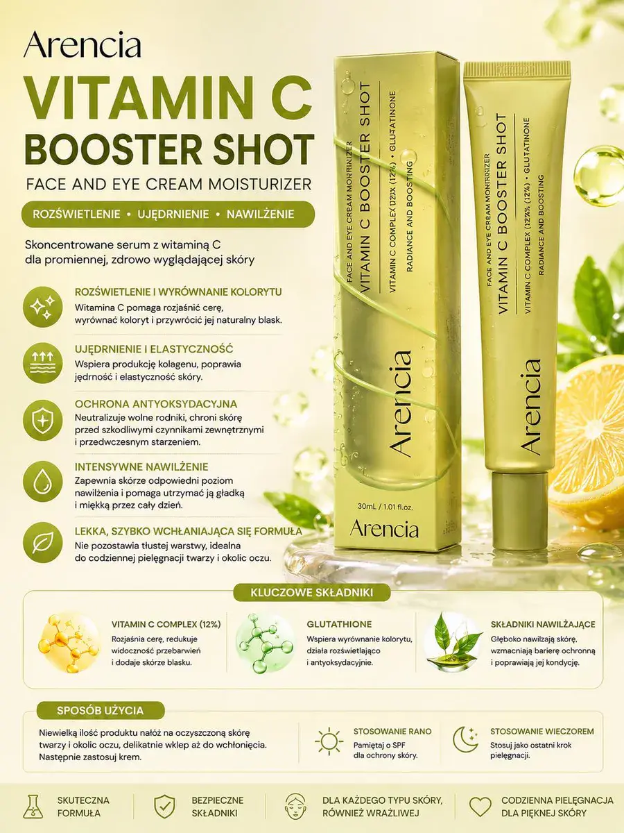Arencia Vitamin C Booster Shot 30 ml rozświetlające serum do twarzy i oczu