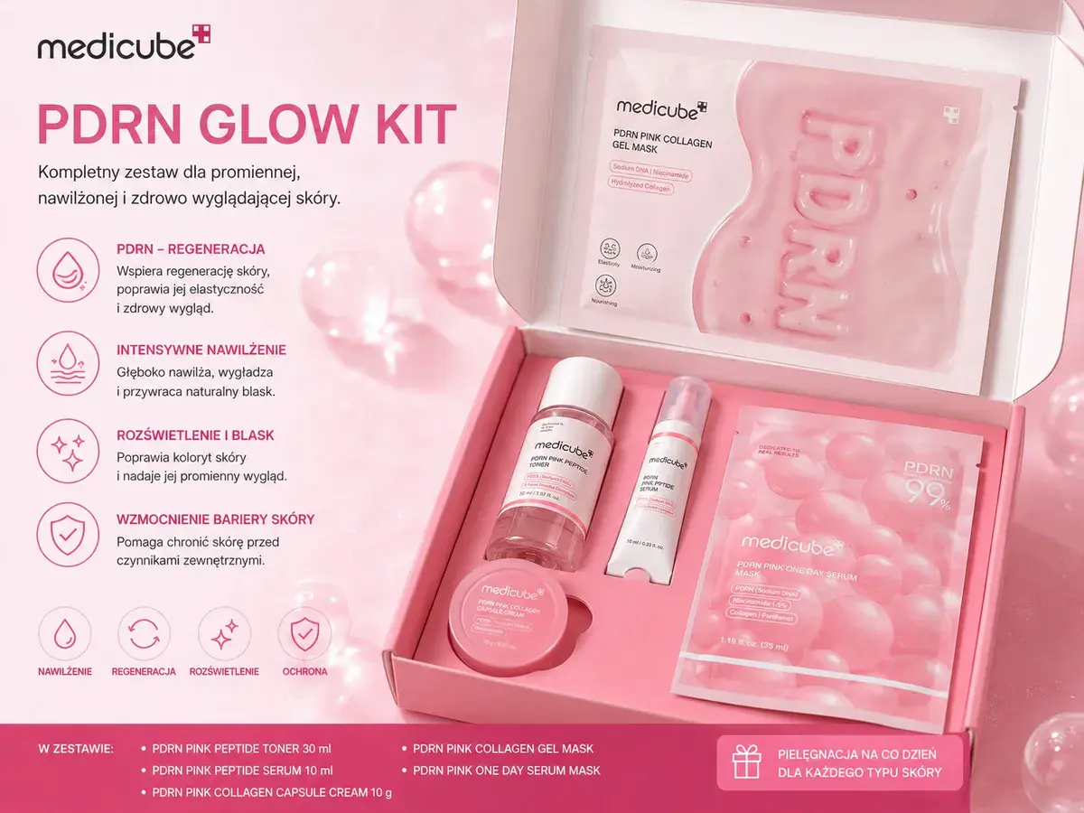 Medicube PDRN Glow Kit różowy zestaw do pielęgnacji skóry 30ml+
