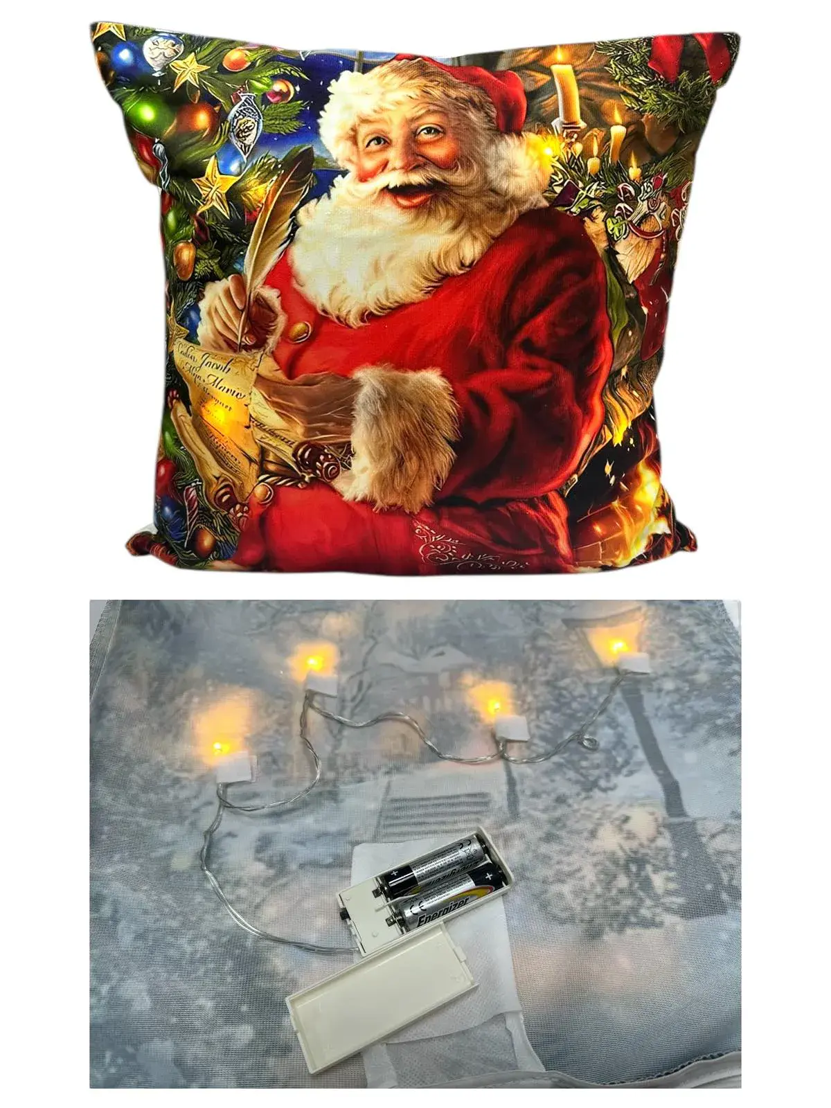 Poduszka Dekoracyjna LED Świąteczny Mikołaj 40x40