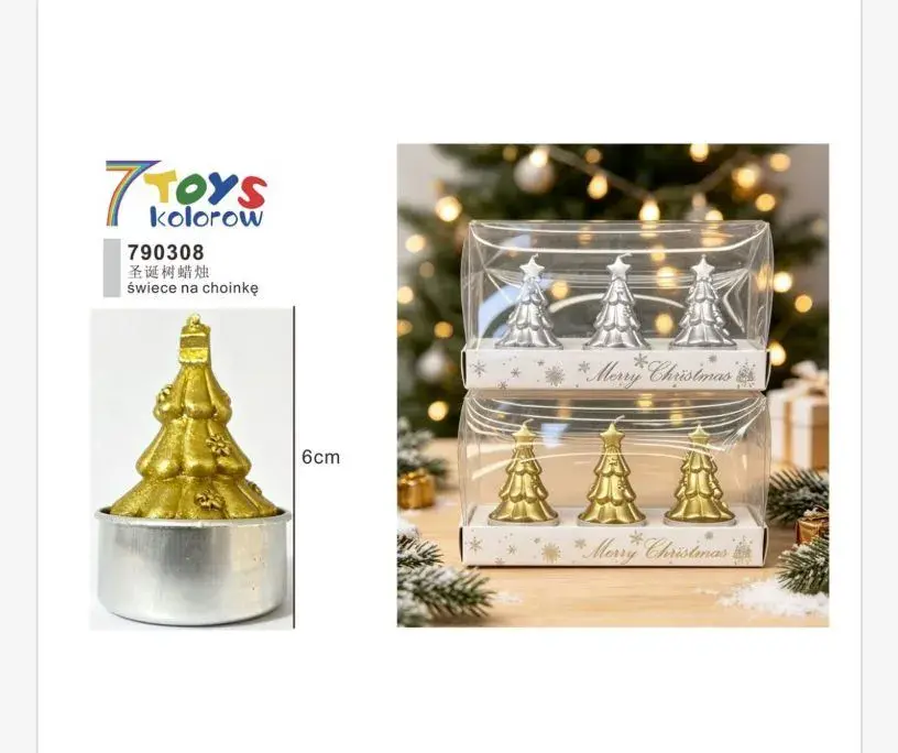 Świeca choinkowa 6 cm złota i srebrna 7 Toys kolorowa