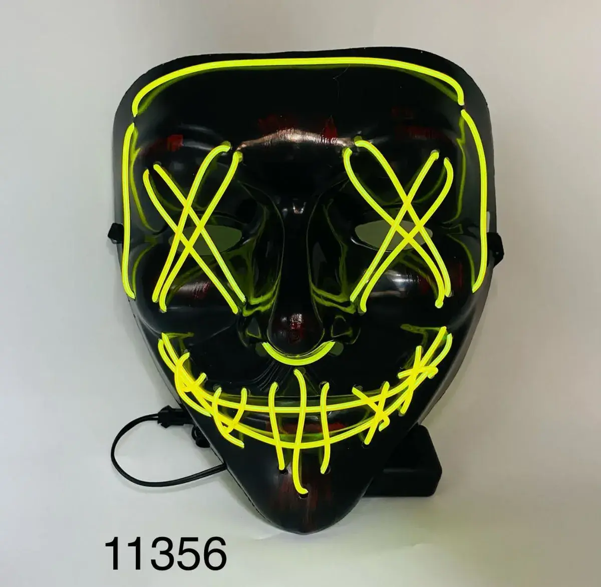 Świecący neonowy czarny maska Halloween LED