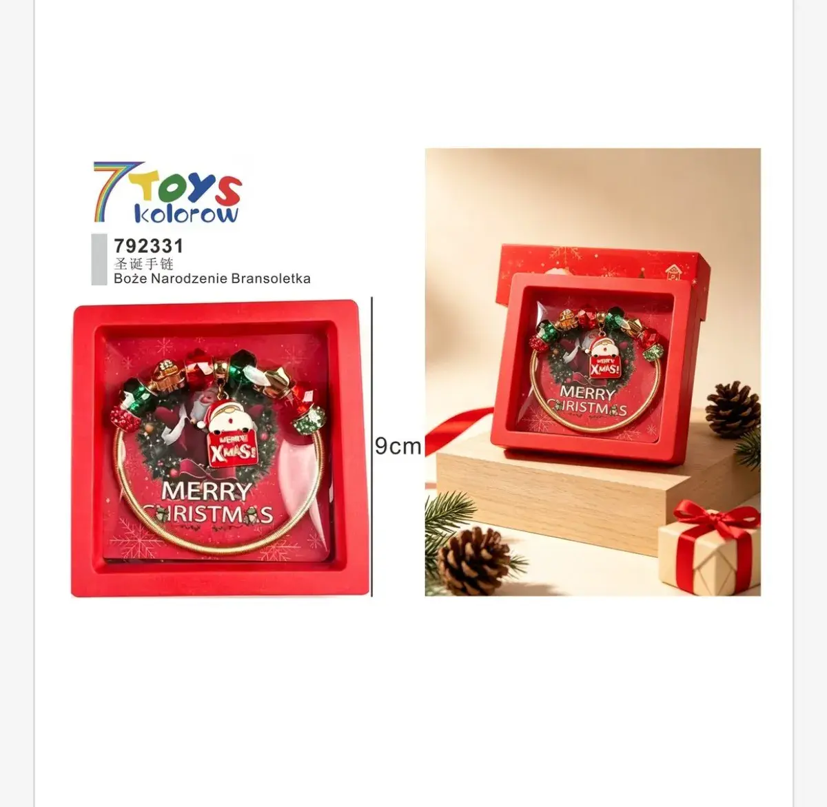 Bransoletka świąteczna z zawieszką MERRY XMAS 9 cm
