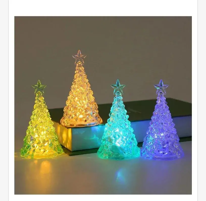 Dekoracyjne choinki LED 6x10,5 cm kolorowe ozdoby świąteczne
