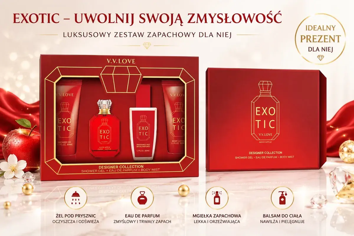 Luksusowy zestaw zapachowy Exotic czerwony 50 ml dla niej