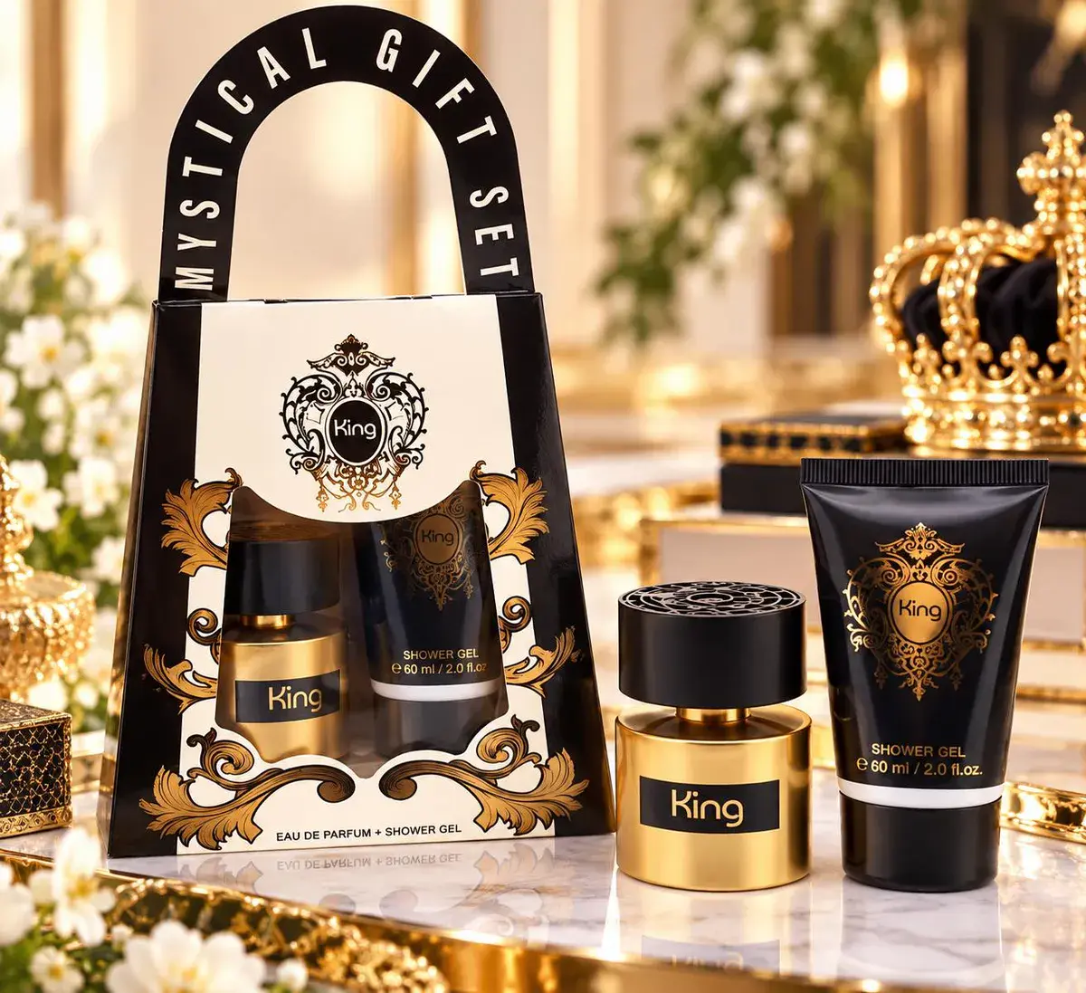 Zestaw Prezentowy King Perfumy 30ml i Żel pod Prysznic 60ml Czarny Złoty