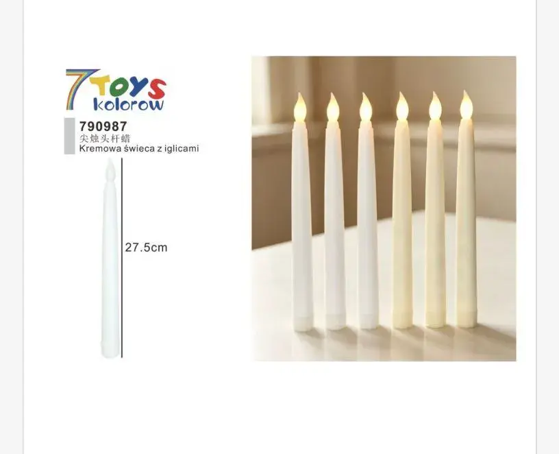 Świeca kremowa LED z iglicami 27,5 cm 7 Toys kolorowa