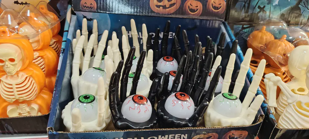 Dekoracja Halloween Ręka Szkielet z Okiem Zielonym i Pomarańczowym