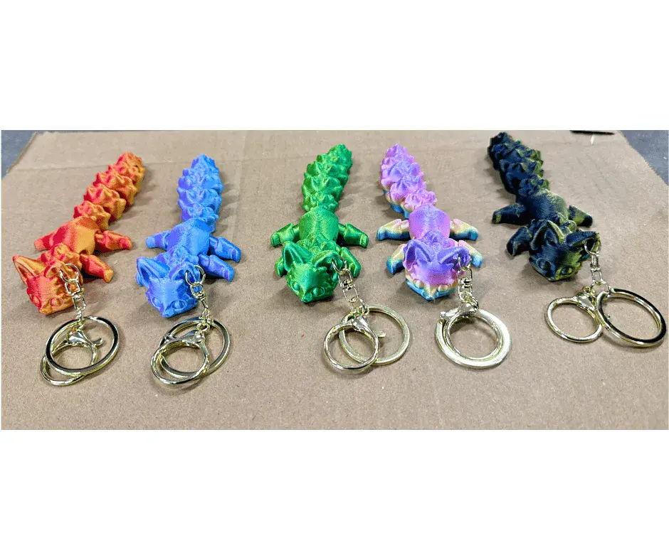 Brelok do kluczy figurka jaszczurki ruchoma 3D mix kolorów
