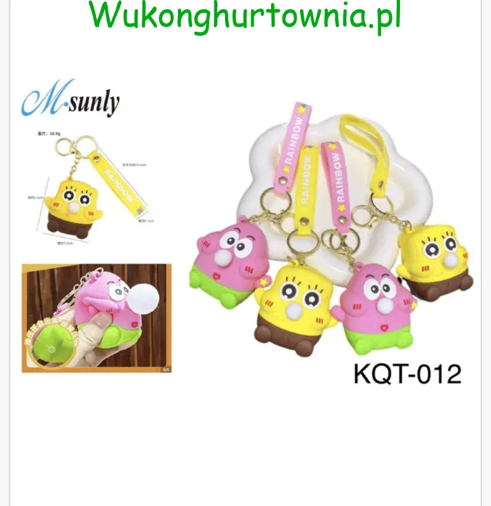 Brelok Gniotek SpongeBob i Patryk z Bańką 12szt KQT-012
