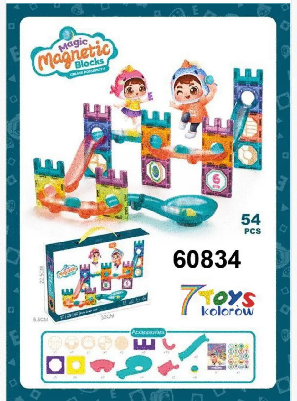 Klocki Magnetyczne Magic Magnetic Blocks 54PCS Tor Kulkowy 60834