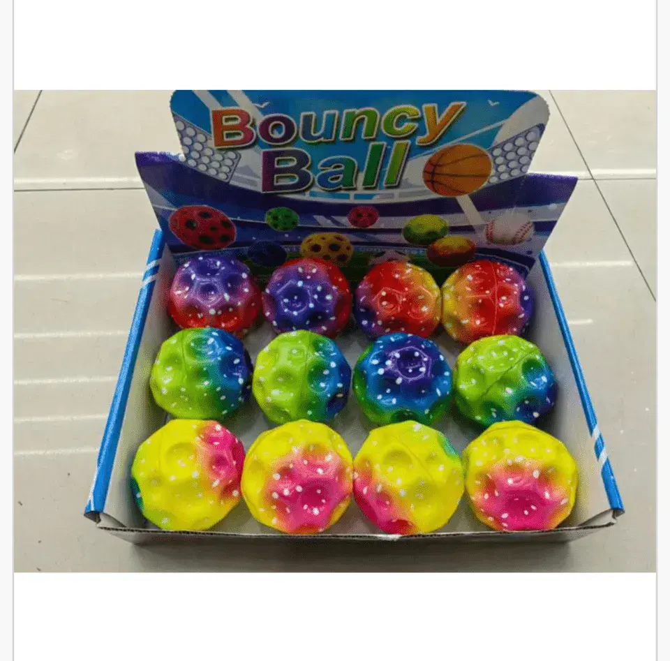 Piłeczki Bouncy Ball tęczowe z wypustkami PK13219 24szt