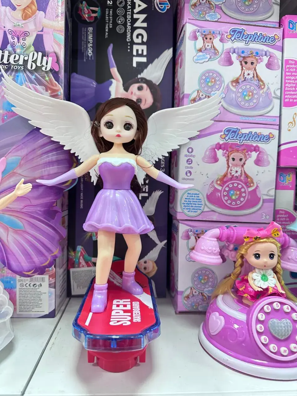 Muzyczna Lalka Świetlna Angel Skateboard Bump & Go