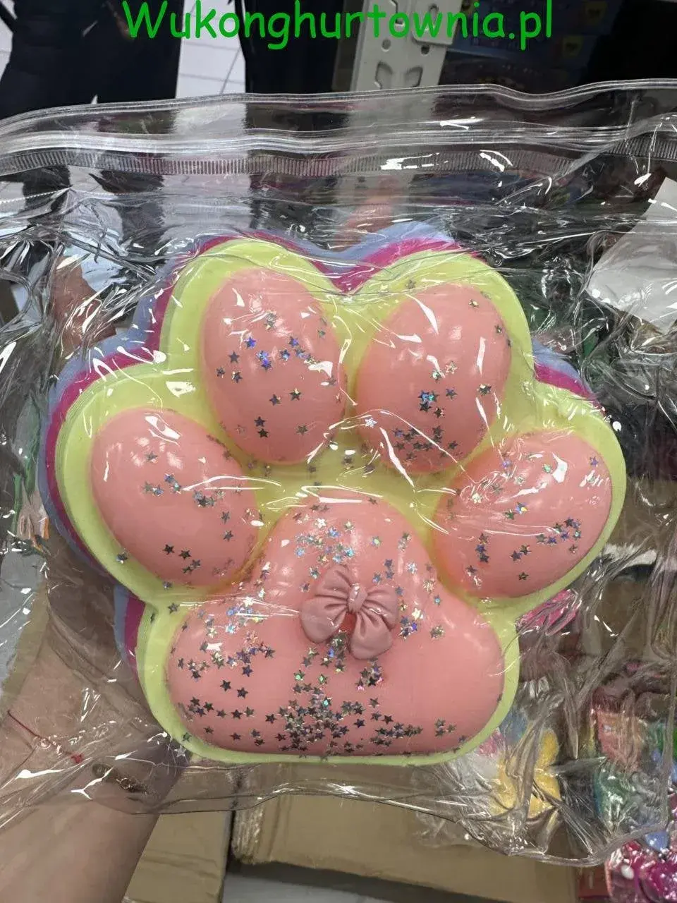 Zabawki Squeeze Me Łapa Kota z Brokatem i Kokardką 6 szt.