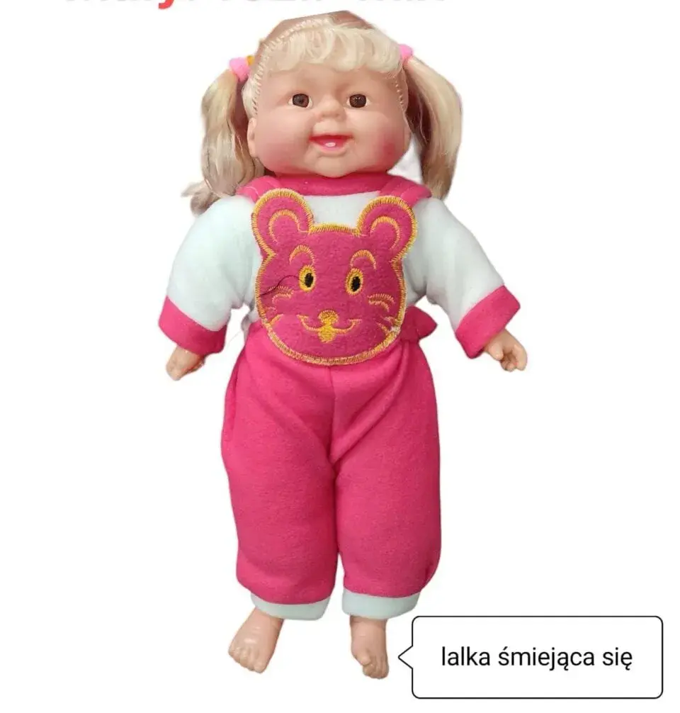 Lalka Śmiejąca Muzyk Duży - Blondynka w Różowym Pajacyku