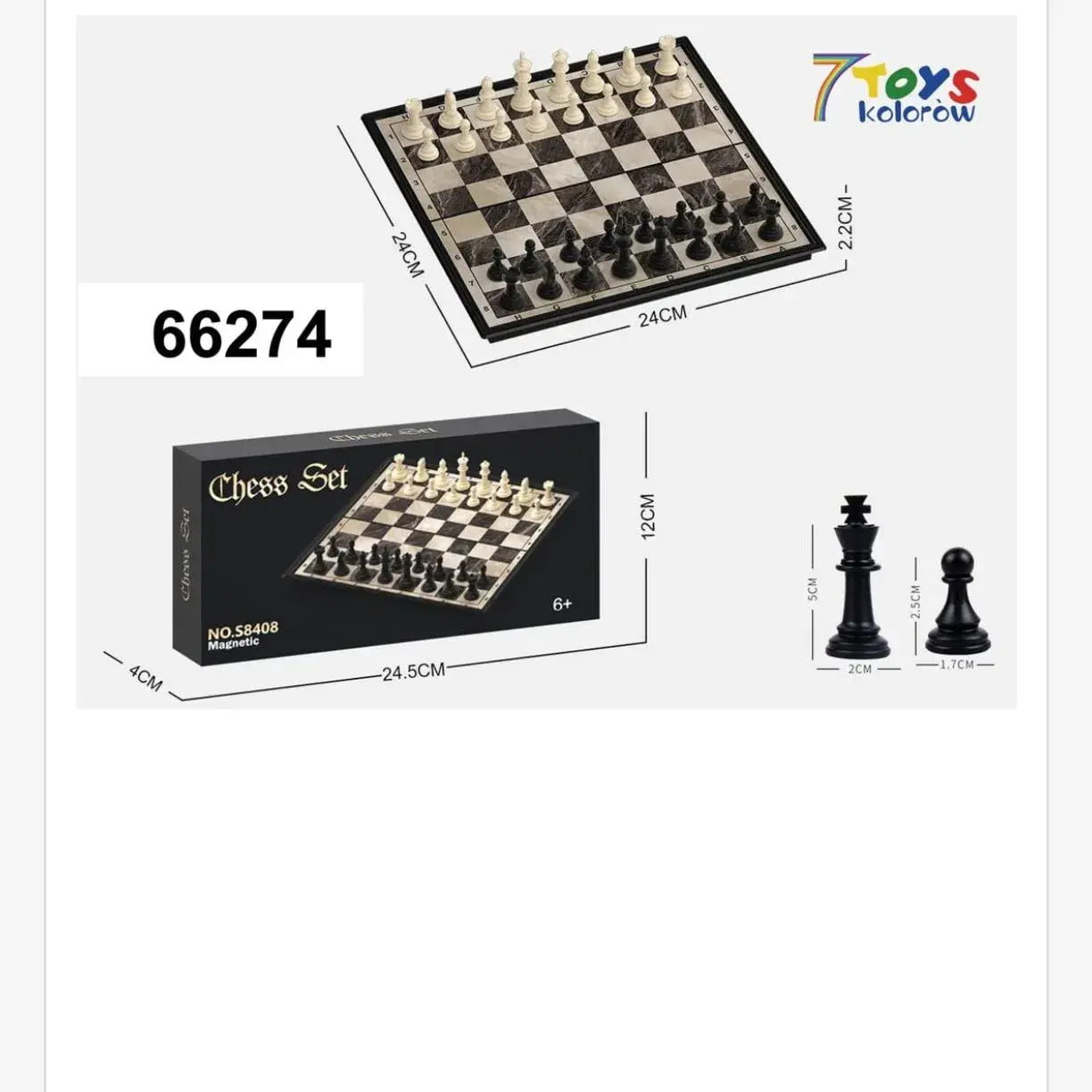 Szachy Magnetyczne Chess Set 24x24cm - Zestaw 12 szt.