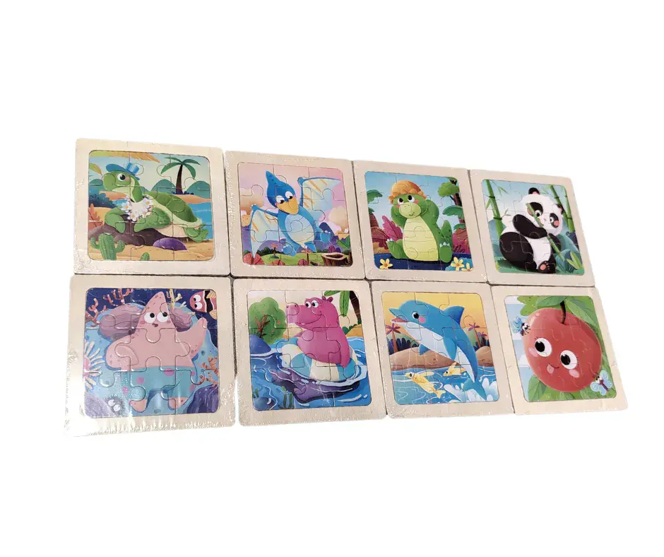 Zabawka Logiczna Puzzle Drewniane Układanka Mix Wzorów 24 szt.
