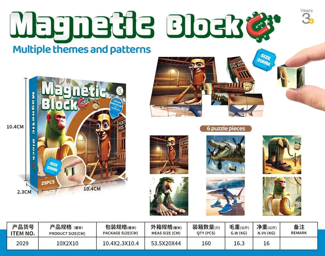 Zabawki Magnetic Block - Kostki Magnetyczne 20mm 25el.