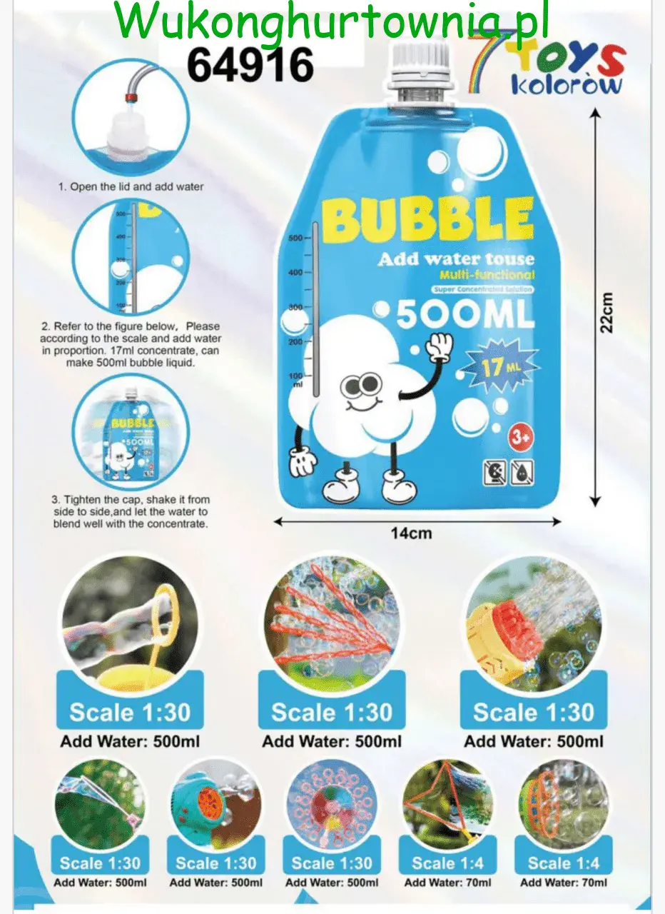 Koncentrat do Baniek Mydlanych 500ml Toys Kolorów z Miarką