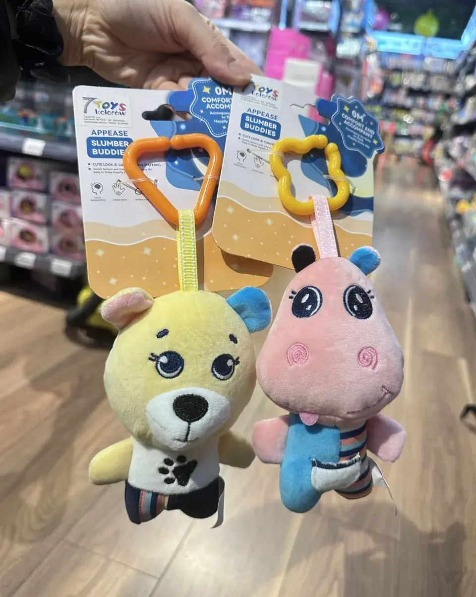 Pluszowy gryzak Slumber Buddies Miś i Hipopotam z zawieszką