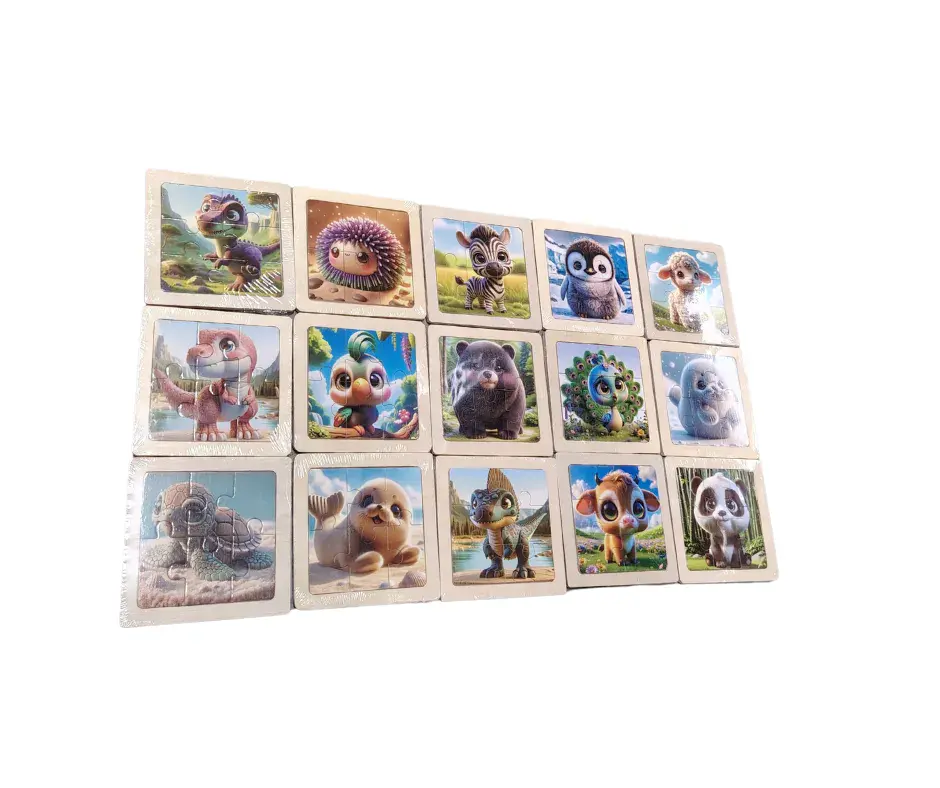 Drewniana Zabawka Logiczna Puzzle Zwierzęta 24 szt. Mix