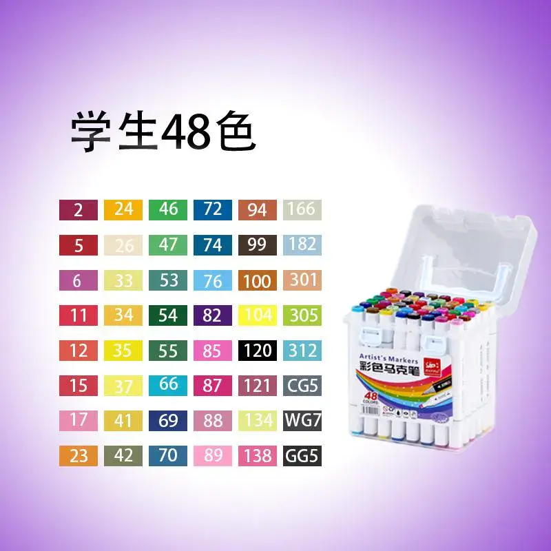 Zestaw Artist Marker 48PCS - Markery Alkoholowe w Etui z Rączką