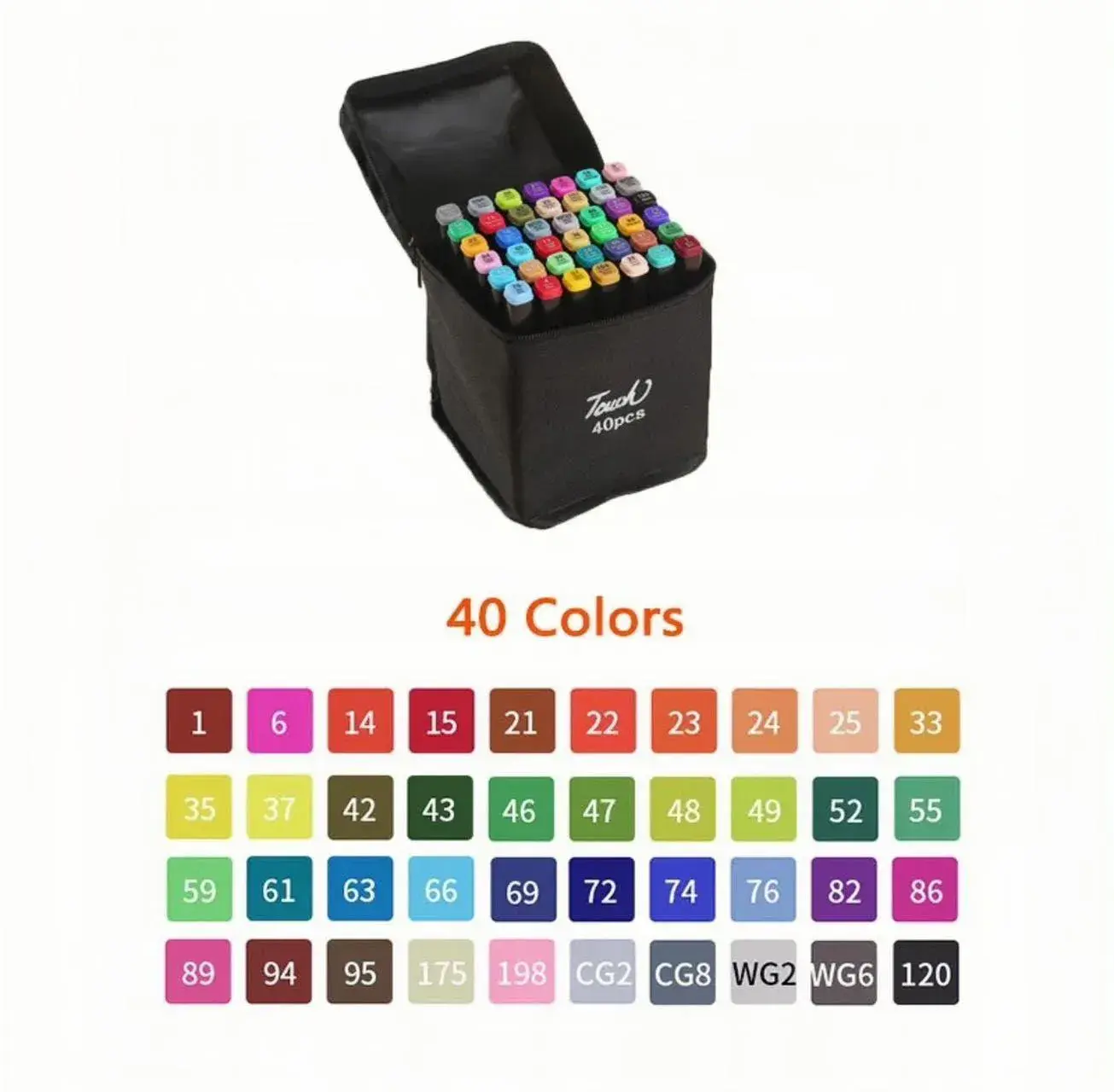 Markery Alkoholowe Touch 40 szt w Etui - Zestaw Kolorowy