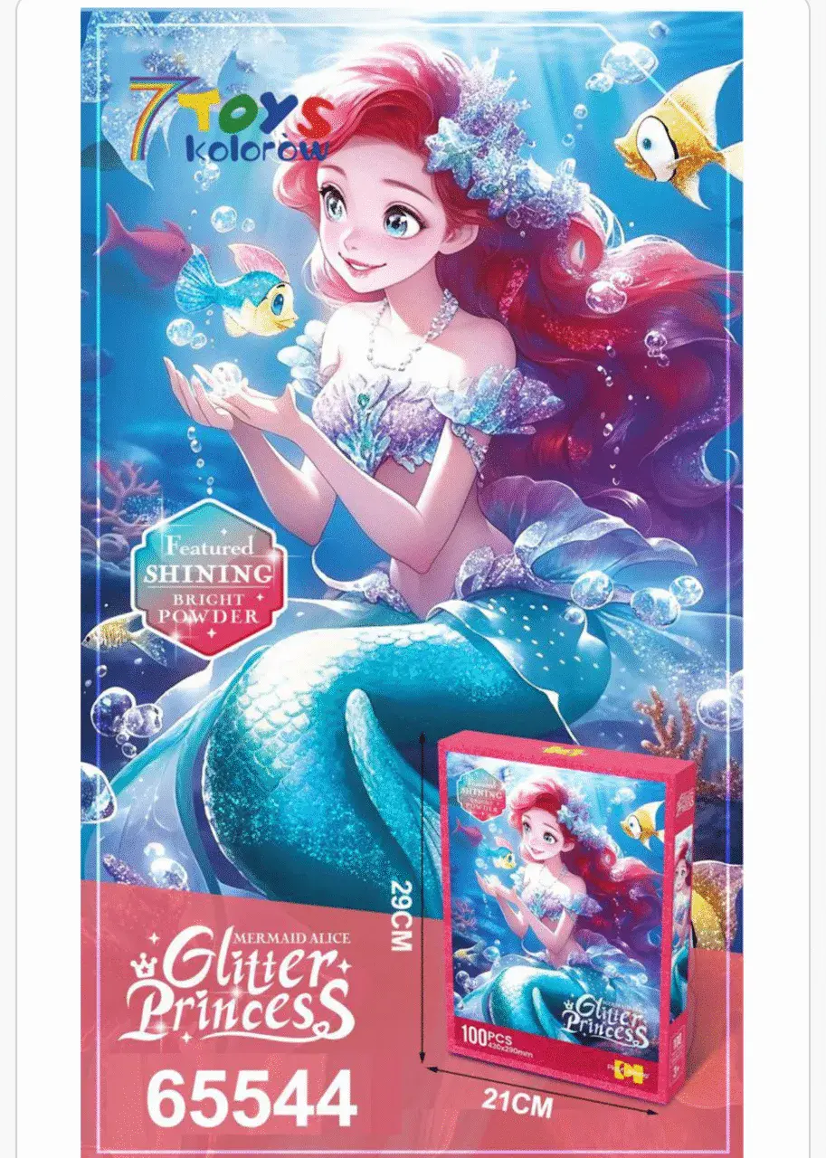 Puzzle Glitter Princess Syrenka 100PCS 43x29cm Brokatowe