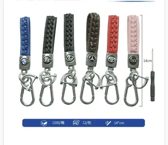 Brelok do Kluczy Samochodowy Pleciony 14cm Mix Logo